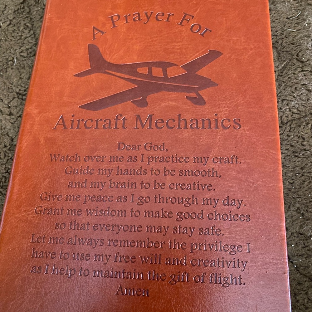 Leather Prayer Journal for Aircraft Mechanics - Brown